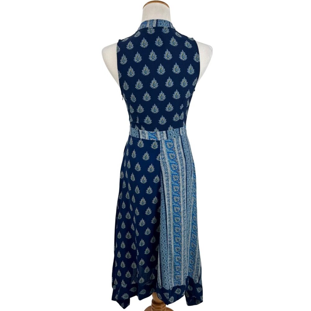 Anthropologie Maeve Paisley Asymmetrical Midi Dress 0 | Boho Eclectic Maximalist - Picture 8 of 16